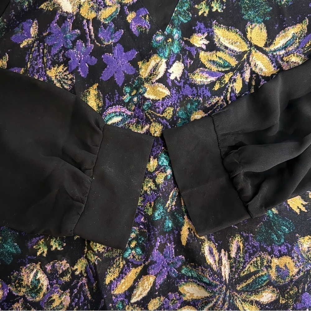 Lost & Found Floral Blouse with Sheer Sleeves Size L Boho Festival Y2K Night Out - Picture 9 of 13